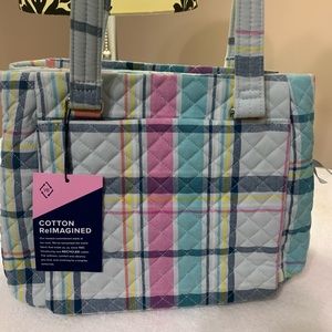 NWT Vera Bradley Multi Compartment Shoulder bag in Pastel Plaid